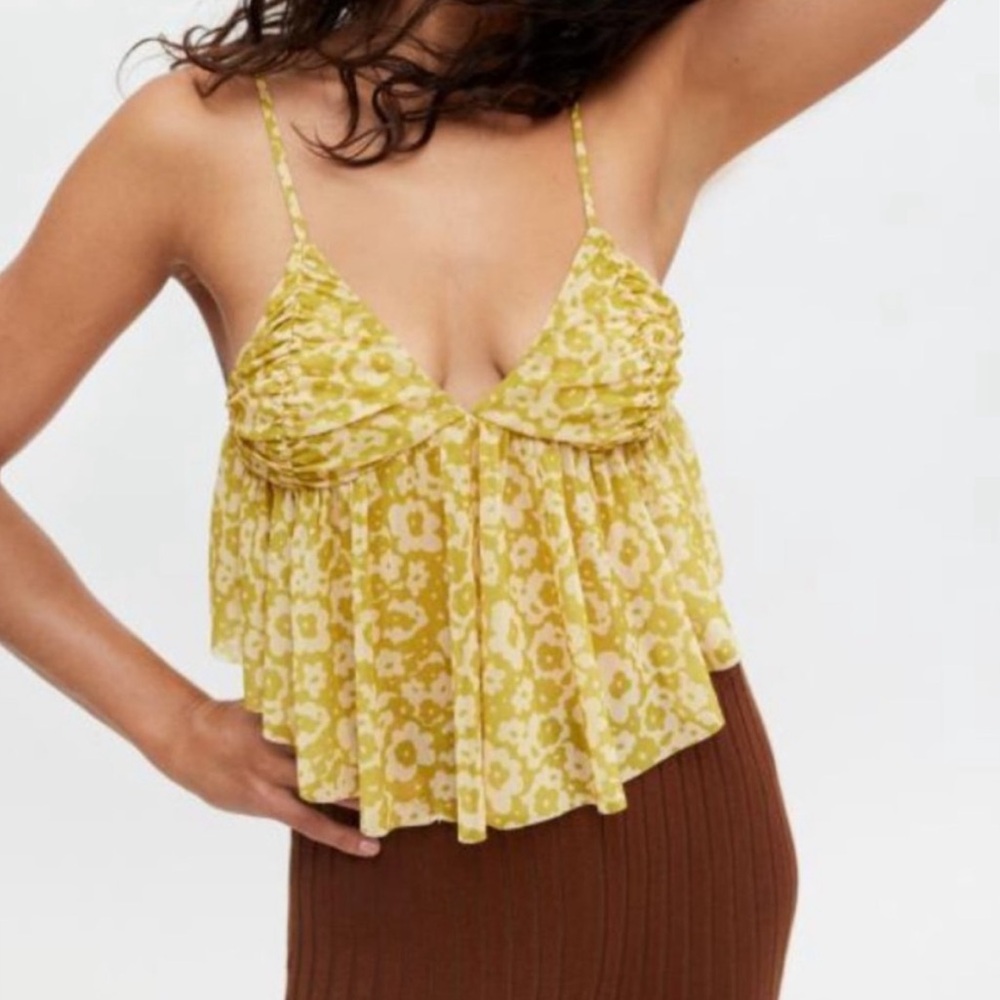 Urban Outfitters Floral Spaghetti Strap Babydoll Top